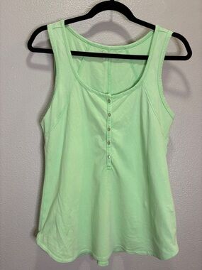 prAna Green Sleeveless Henley Tank Top Organic Cotton Casual Women’s